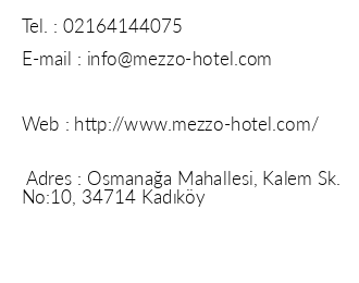 Mezzo Hotel iletiim bilgileri